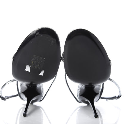 Saint Laurent Metallic Calfskin Cassandra 110 Ankle Strap Sandals 37 Argento 5 of 11