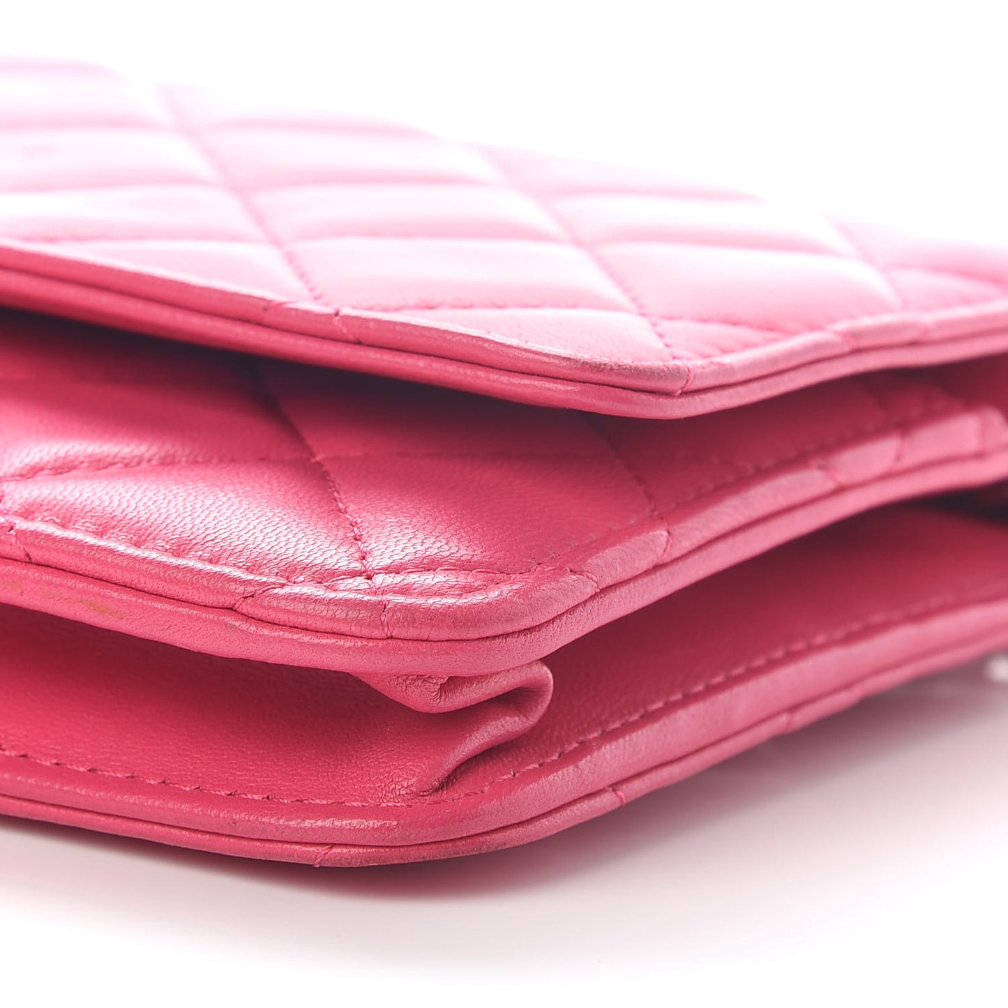 Lambskin Quilted Wallet on Chain WOC Pink