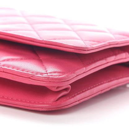 Chanel Lambskin Quilted Wallet on Chain WOC Pink 10 of 11