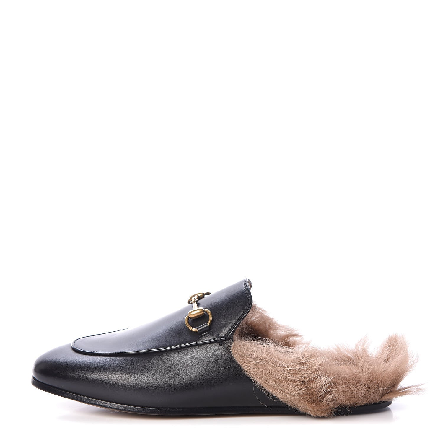 Gucci Calfskin Fur Womens Princetown Slippers 37 Black 1 of 7