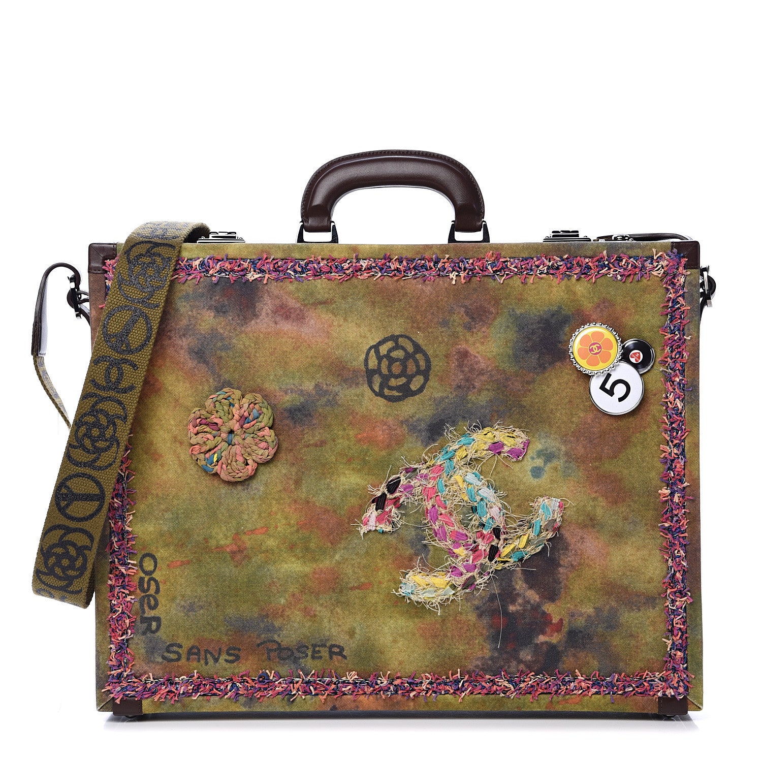 Chanel Washed Toile Graffiti On The Pavements Briefcase Khaki Multicolor 1 of 13