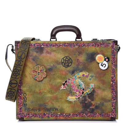 Chanel Washed Toile Graffiti On The Pavements Briefcase Khaki Multicolor 1 of 13