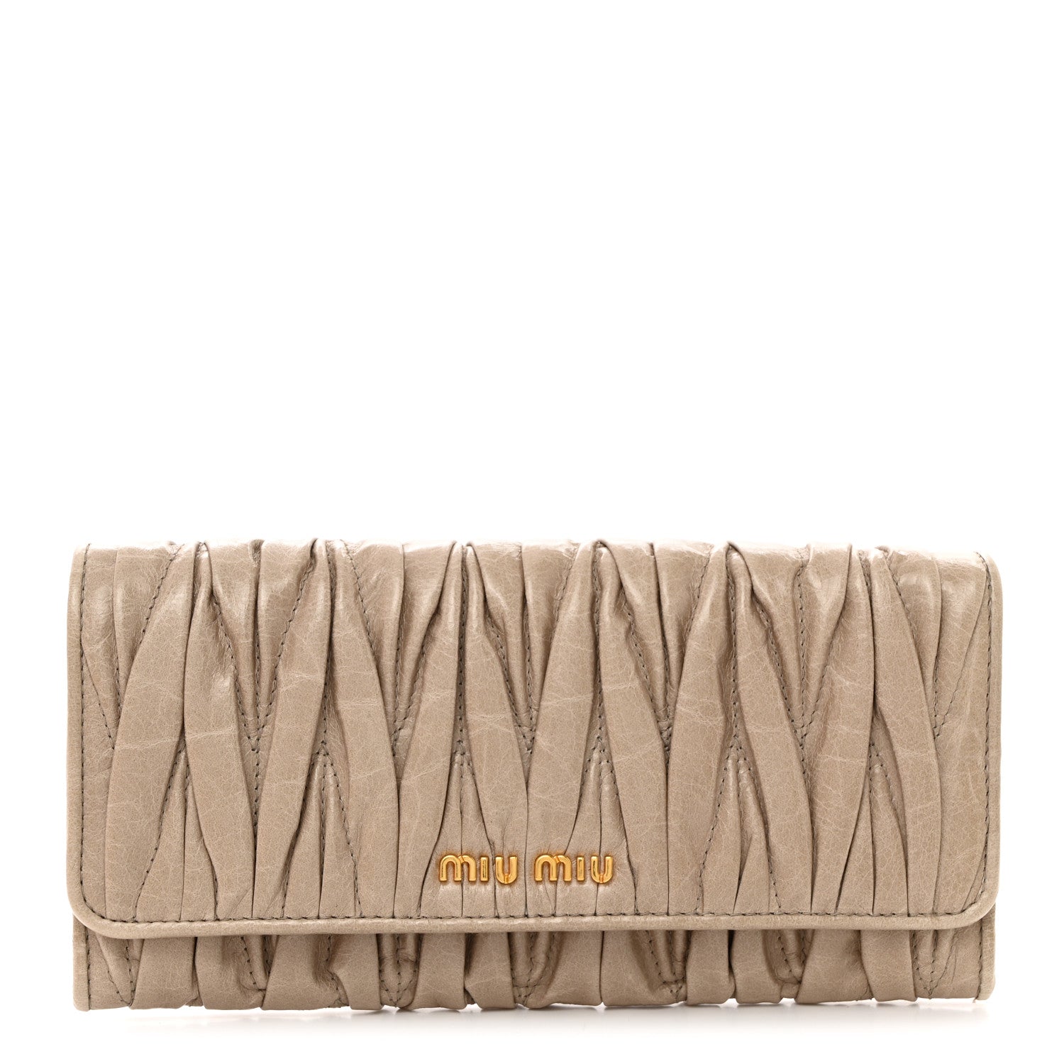 Miu Miu Nappa Matelasse Flap Wallet Pomice 1 of 8