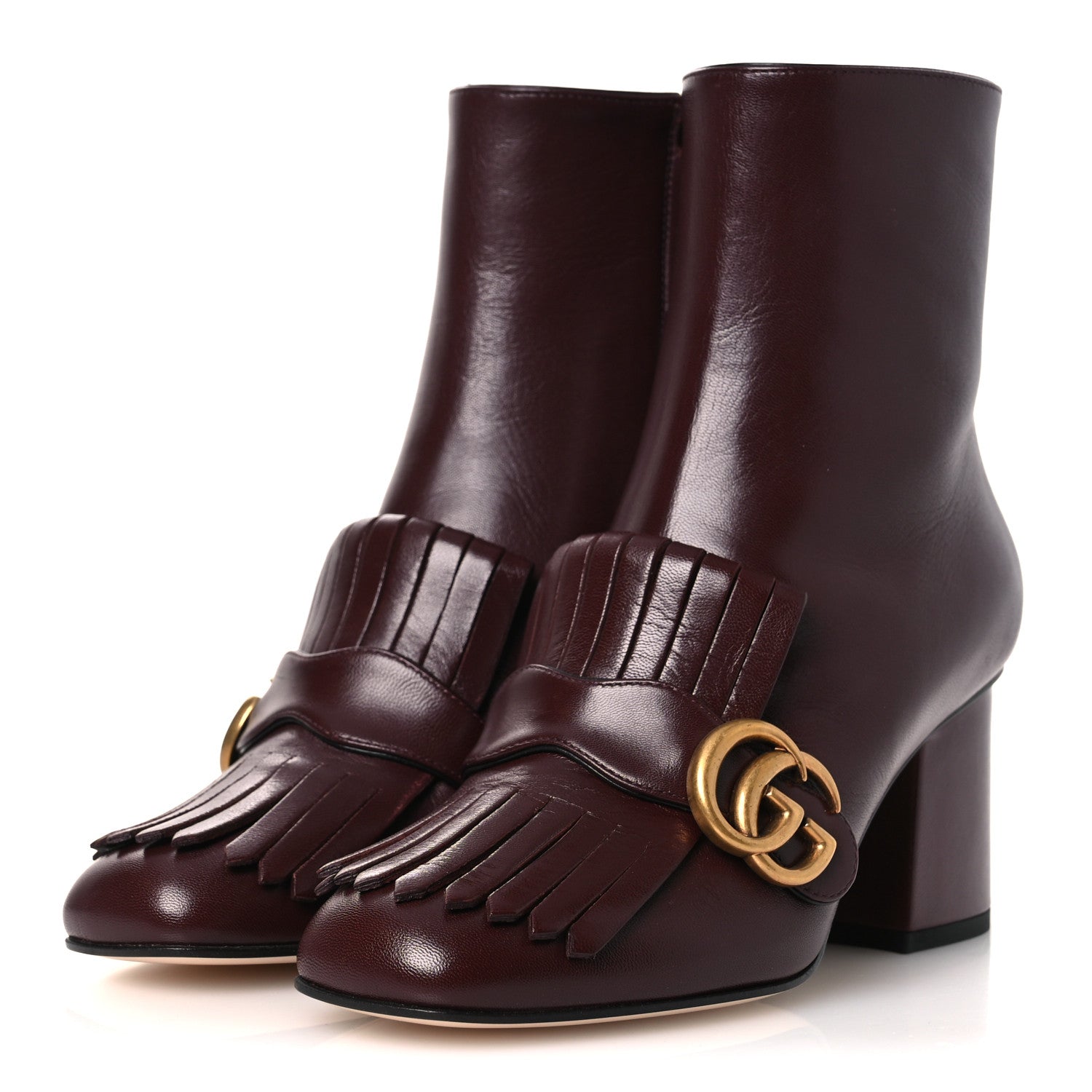Gucci Malaga Kid GG Marmont Fringe 75mm Ankle Boots 36 Vintage Bordeaux 4 of 12
