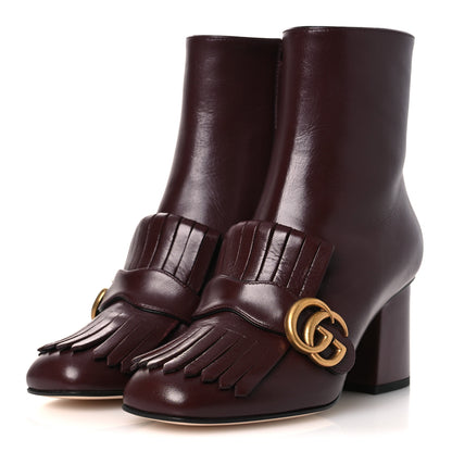 Gucci Malaga Kid GG Marmont Fringe 75mm Ankle Boots 36 Vintage Bordeaux 4 of 12