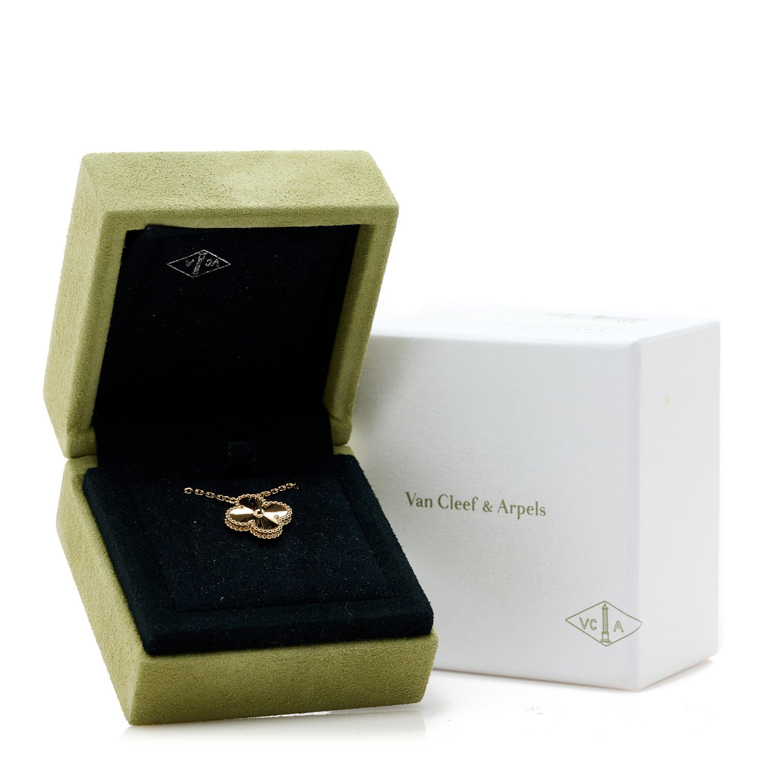 Van Cleef & Arpels 18K Yellow Gold Guilloche Vintage Alhambra Pendant Necklace 6 of 6