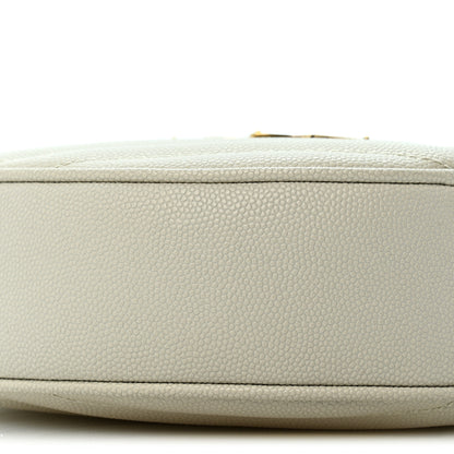 Saint Laurent Grain De Poudre Matelasse Chevron Quilted Round Vinyle Camera Bag Crema Soft 9 of 14