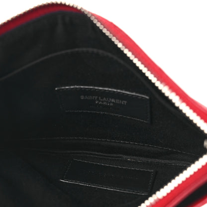 Saint Laurent Grain De Poudre Chevron Monogram Bill Pouch Rouge Eros 5 of 8