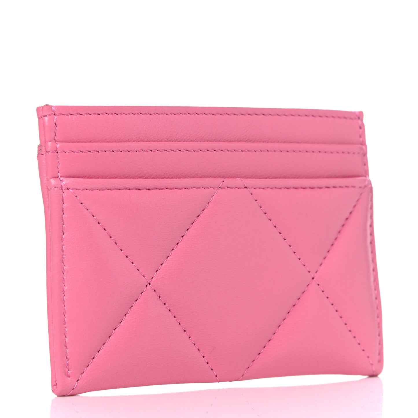 Lambskin Quilted Chanel 19 Card Holder Pink