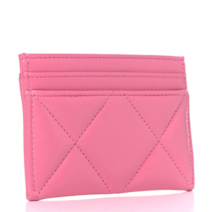 Chanel Lambskin Quilted Chanel 19 Card Holder Pink 3 of 9