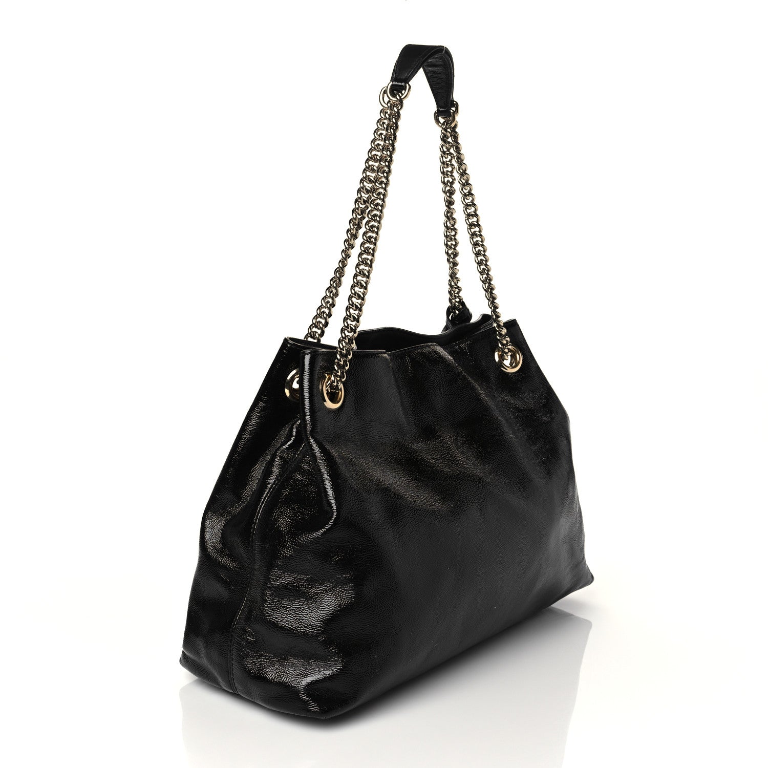 Gucci Patent Medium Soho Chain Shoulder Bag Black 3 of 11