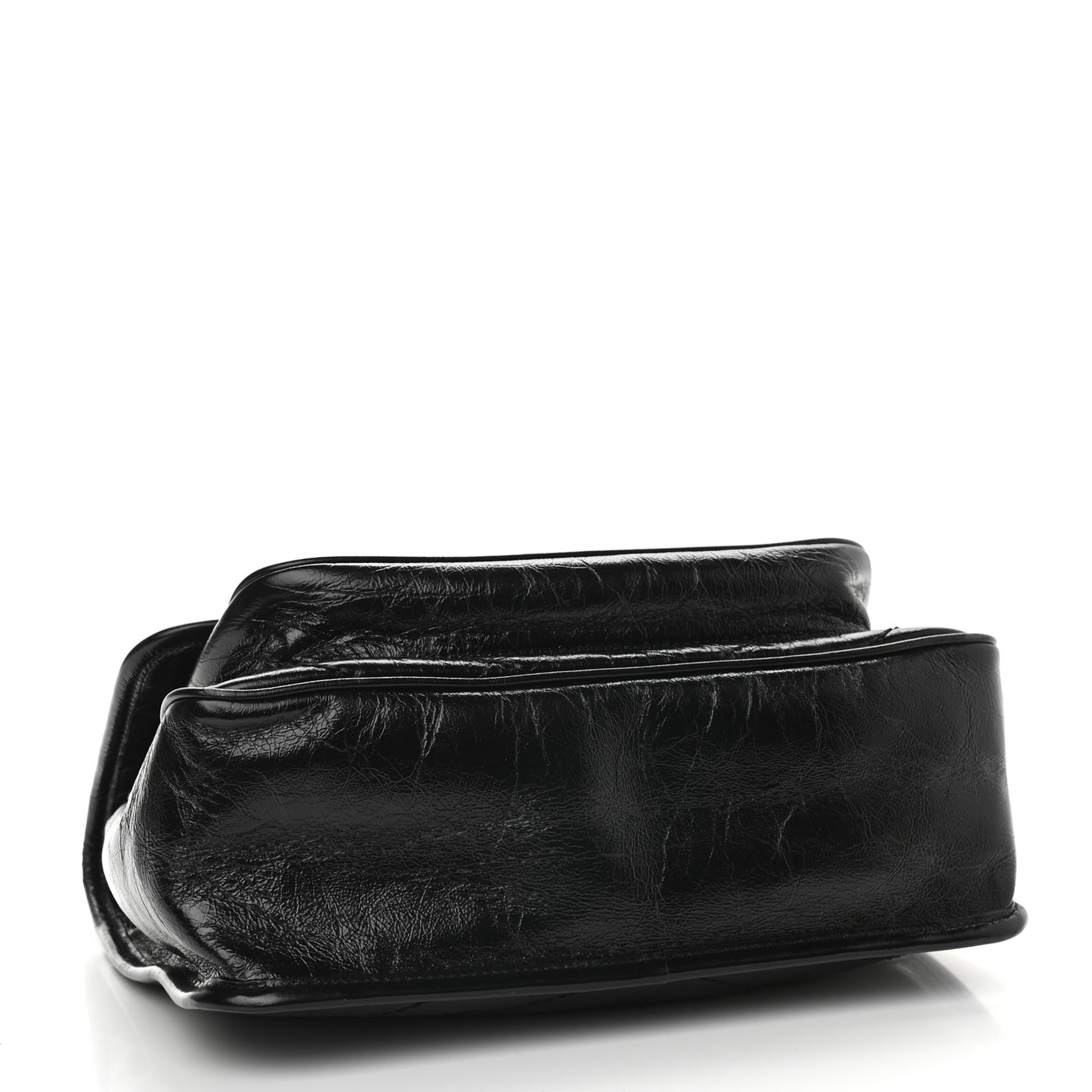 Crinkled Calfskin Matelasse Monogram Medium Niki Chain Satchel Black