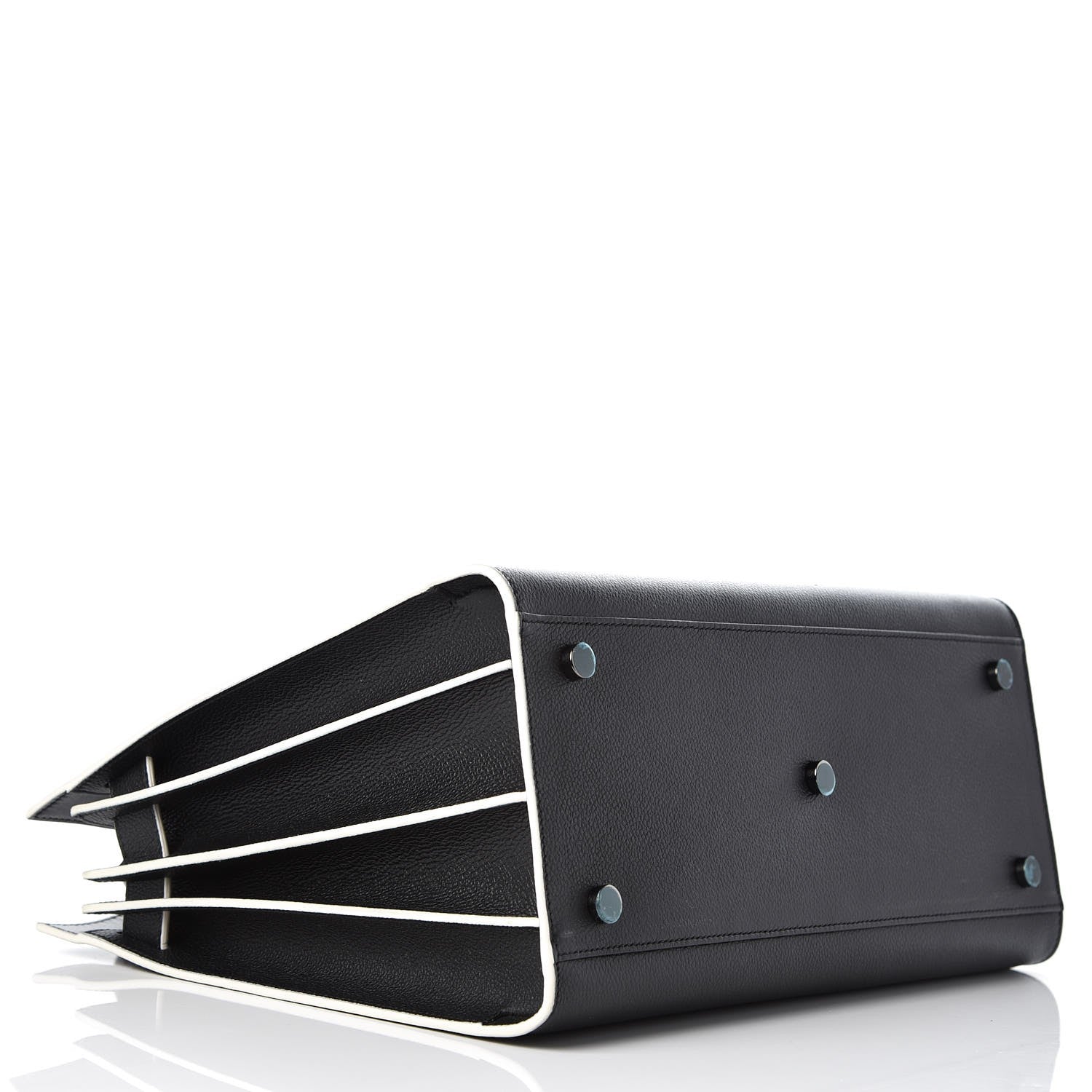 Saint Laurent Grained Calfskin Topstitch Small Sac De Jour Black Porcelain 5 of 9