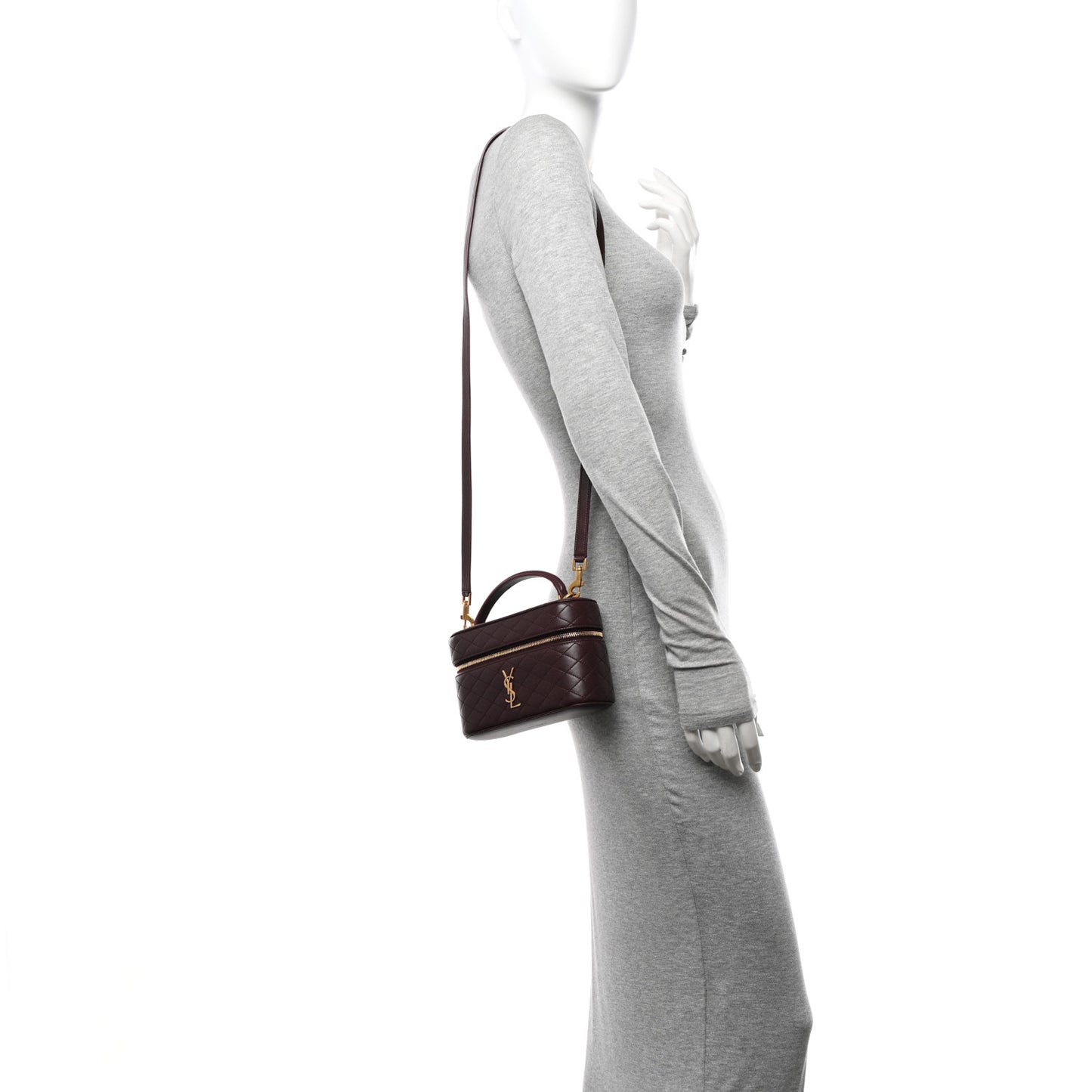 Lambskin Quilted Mini Gaby Vanity Case Rouge Cabernet