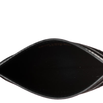 Saint Laurent Grain De Poudre Matelasse Chevron Monogram Credit Card Case Black 5 of 8