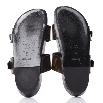 Louis Vuitton Monogram Bom Dia Mule Sandals 36 Black 7 of 10