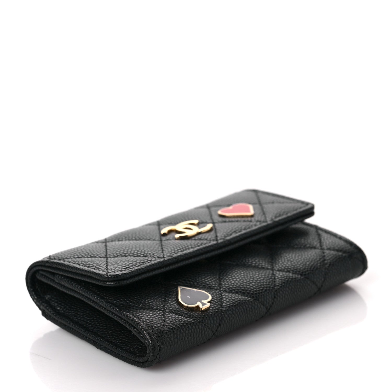 Chanel Caviar Quilted Enamel Coco Casino Flap Card Holder Wallet Black 4 of 8