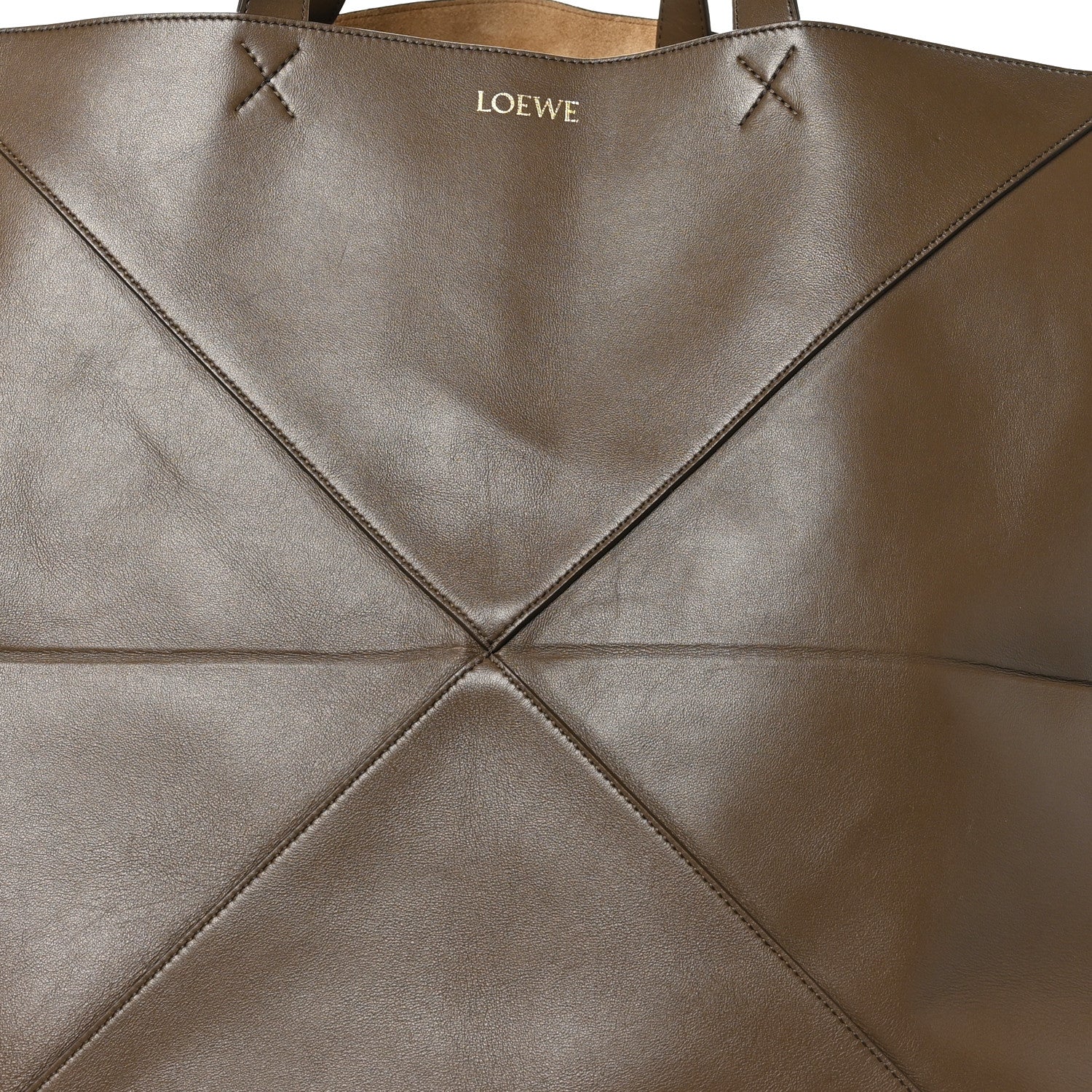 Loewe Shiny Calfskin XXL Puzzle Fold Tote Umber 6 of 10