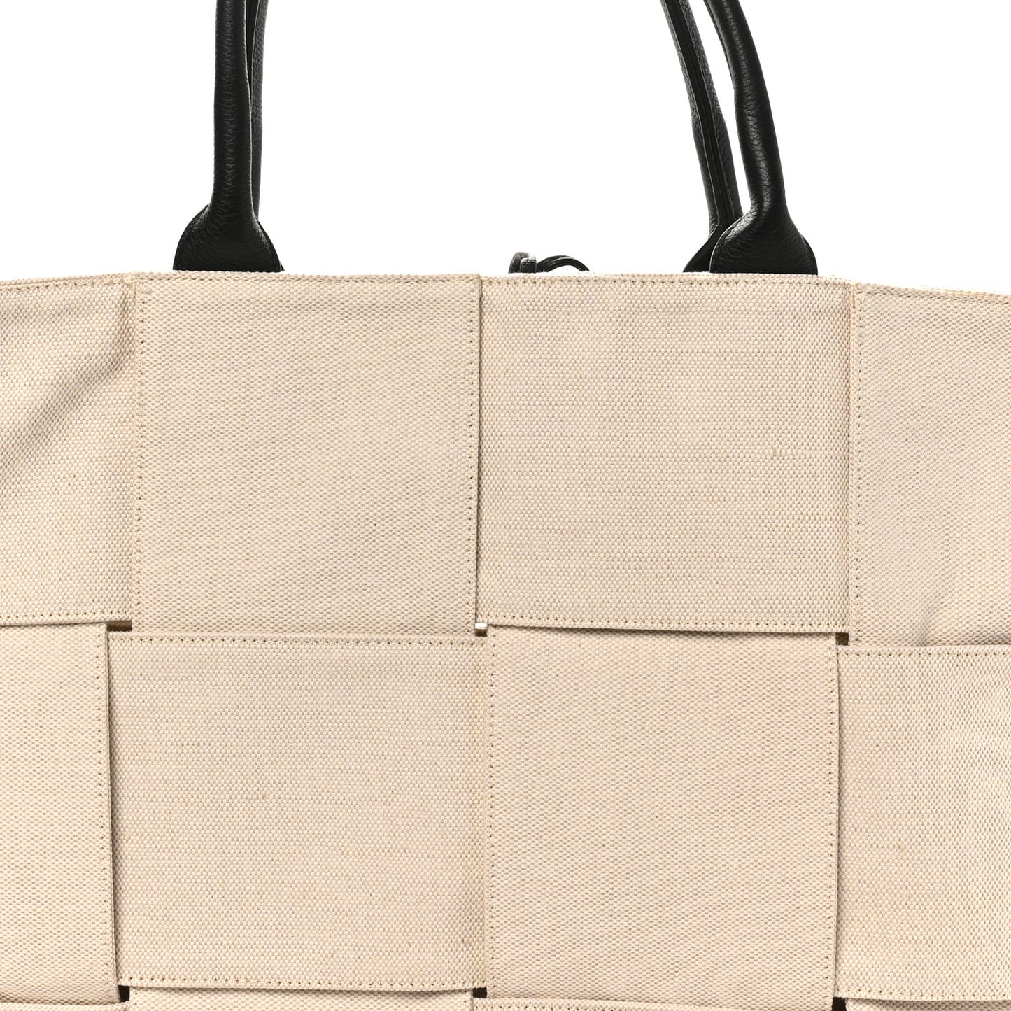 Canvas Maxi Intrecciato Large Arco Tote Beige Black