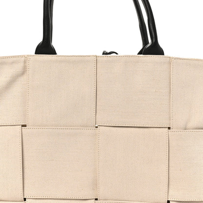 Bottega Veneta Canvas Maxi Intrecciato Large Arco Tote Beige Black 8 of 11