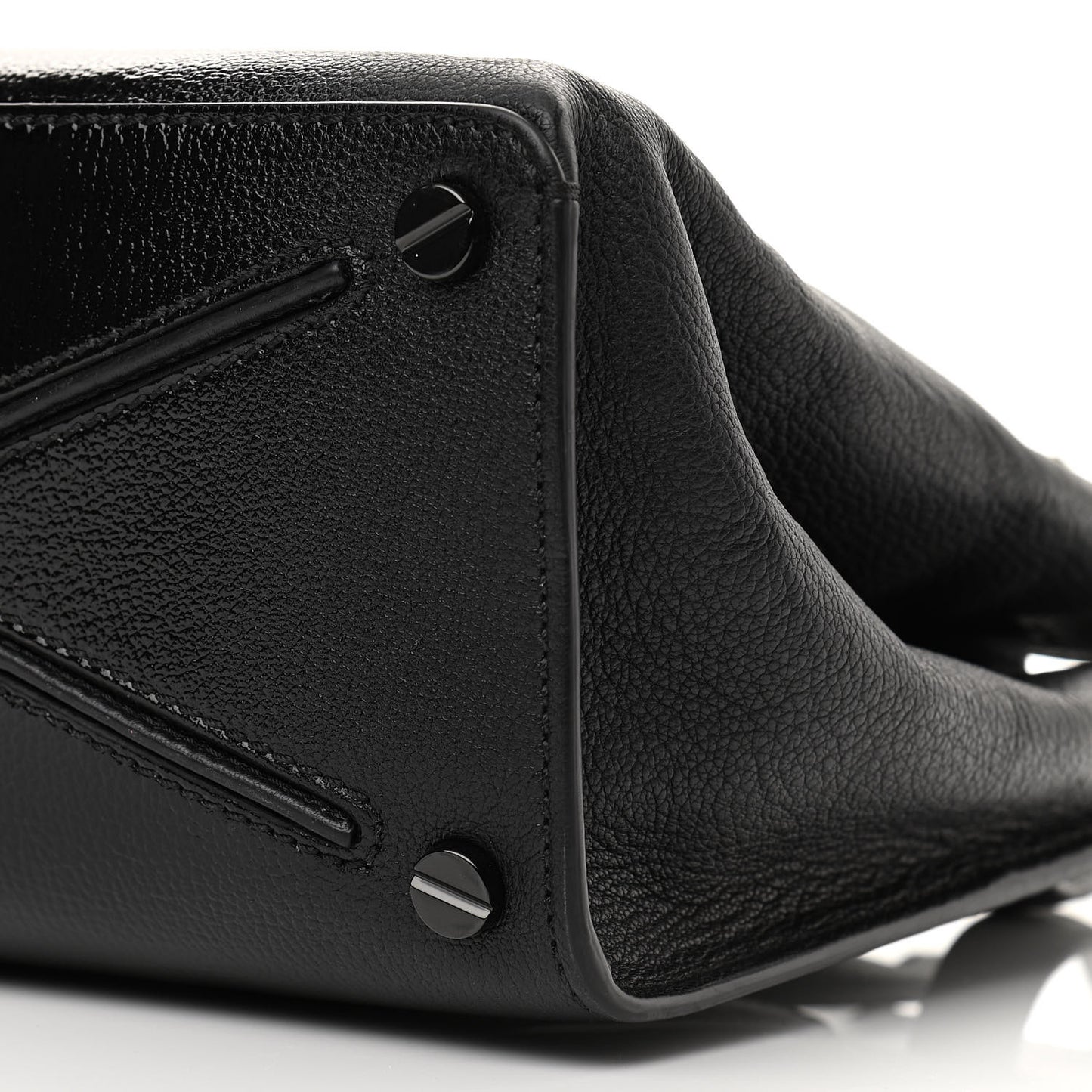 Patent Pebbled Calfskin Medium JoyLock Satchel Black