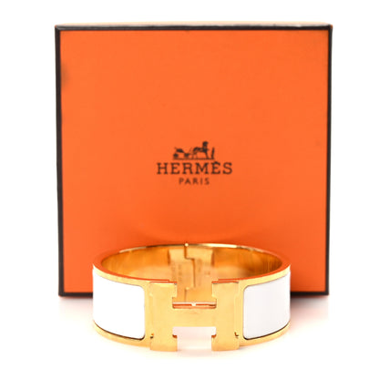 Hermes Enamel Wide Clic Clac H Bracelet GM White 5 of 5