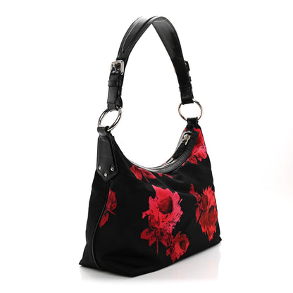 Prada Tessuto Nylon Rose Shoulder Bag Black Rosso 3 of 11