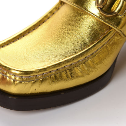Gucci Metallic Malaga Kid Horsebit Loafer Pumps 37 Gold 8 of 11