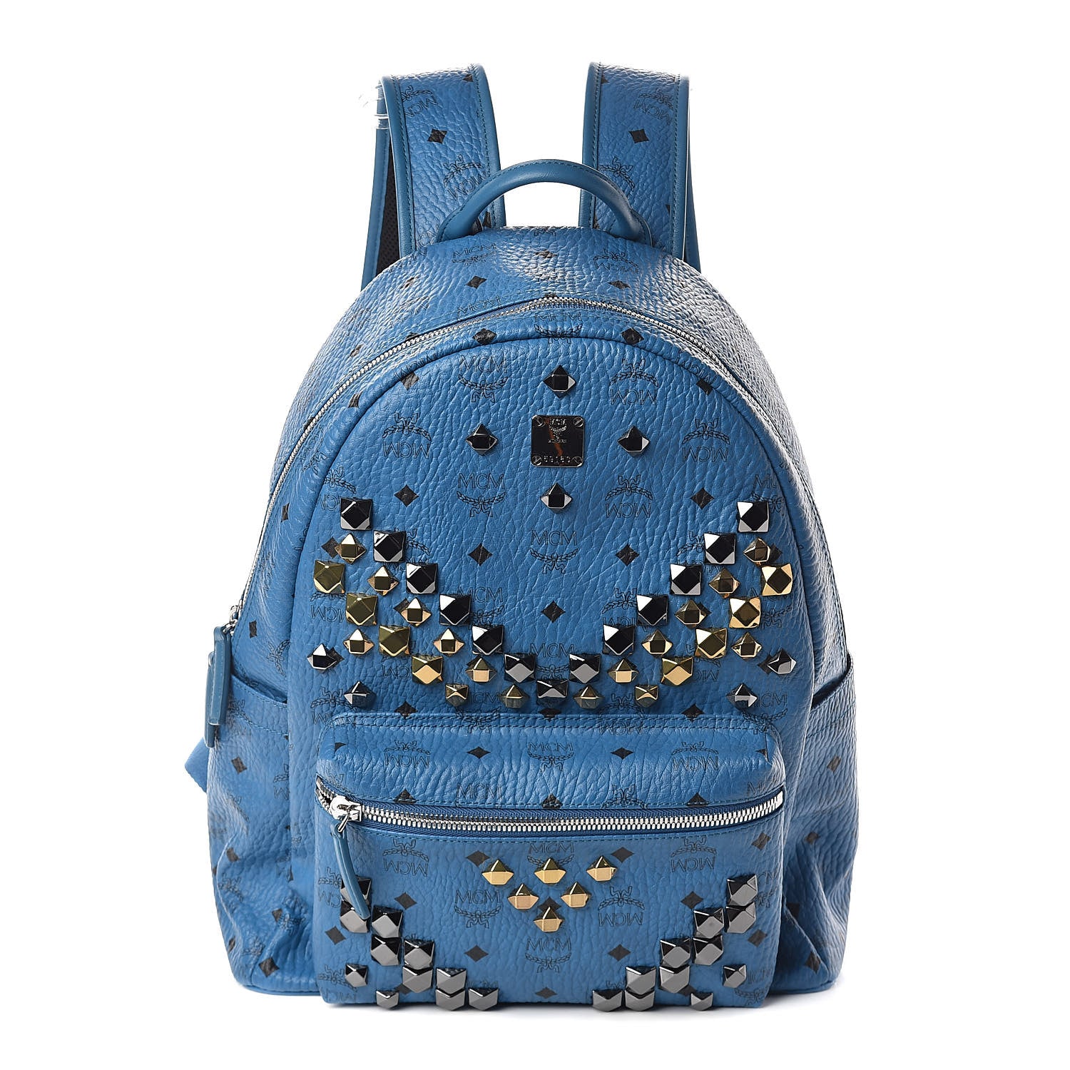 MCM Visetos Studded Medium Stark M Backpack Munich Blue 1 of 11