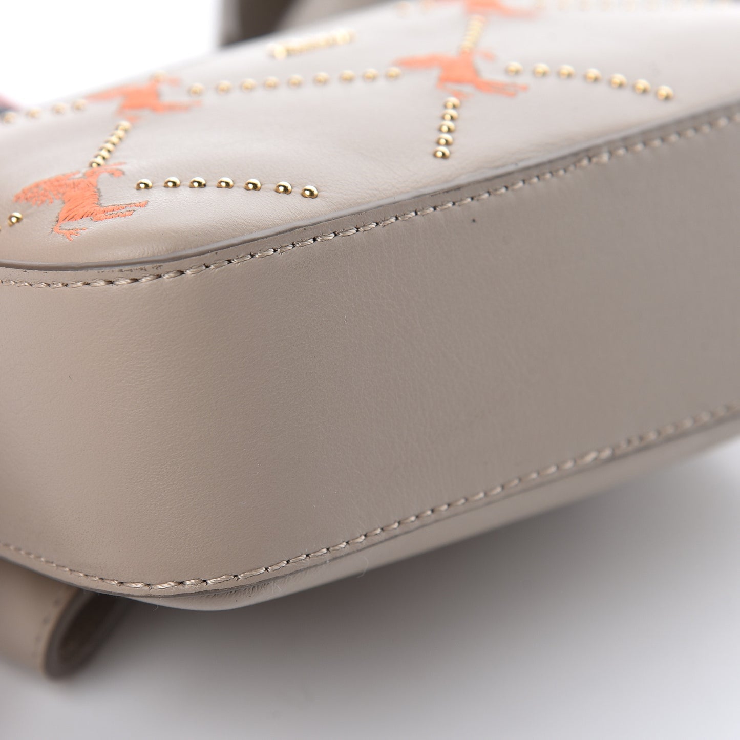 Smooth Calfskin Little Horses Embroidered Signature Belt Bag Pastel Grey