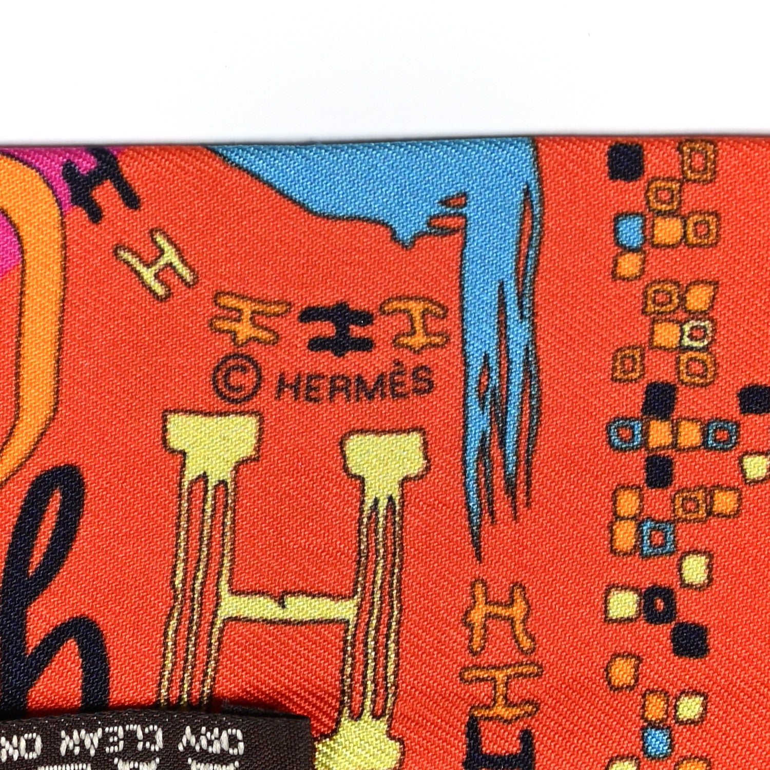 Hermes Silk 1001 H Twilly Orange Fuchsia Bleu 3 of 5