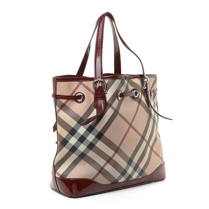 Burberry Supernova Check Drawstring Tote Berry Red 3 of 27