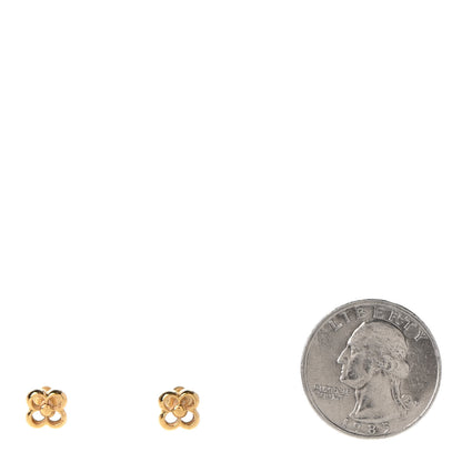 Louis Vuitton Brass Flower Full Stud Earrings Gold 2 of 3