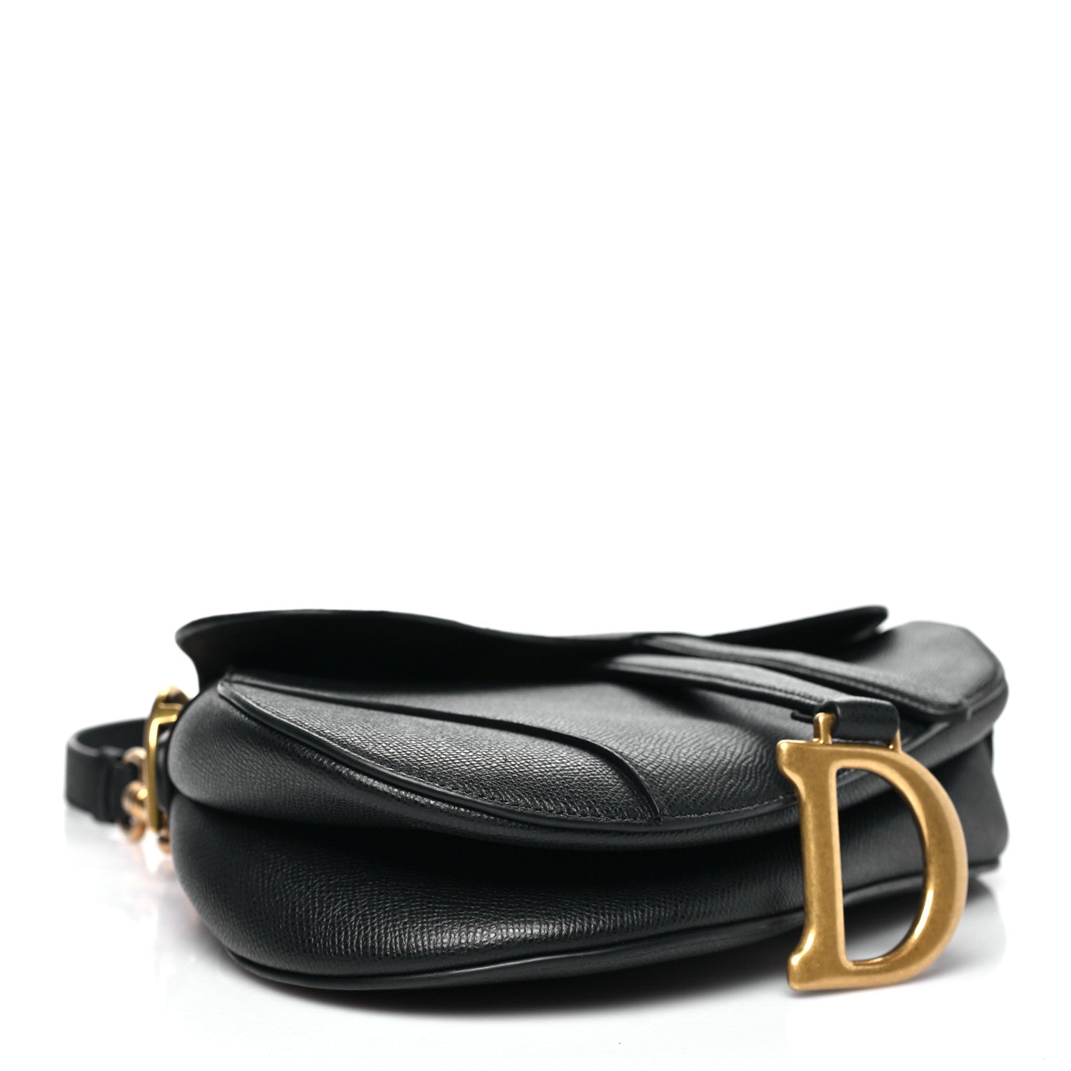 Christian Dior Grained Calfskin Saddle Bag With Strap Black 4 of 10