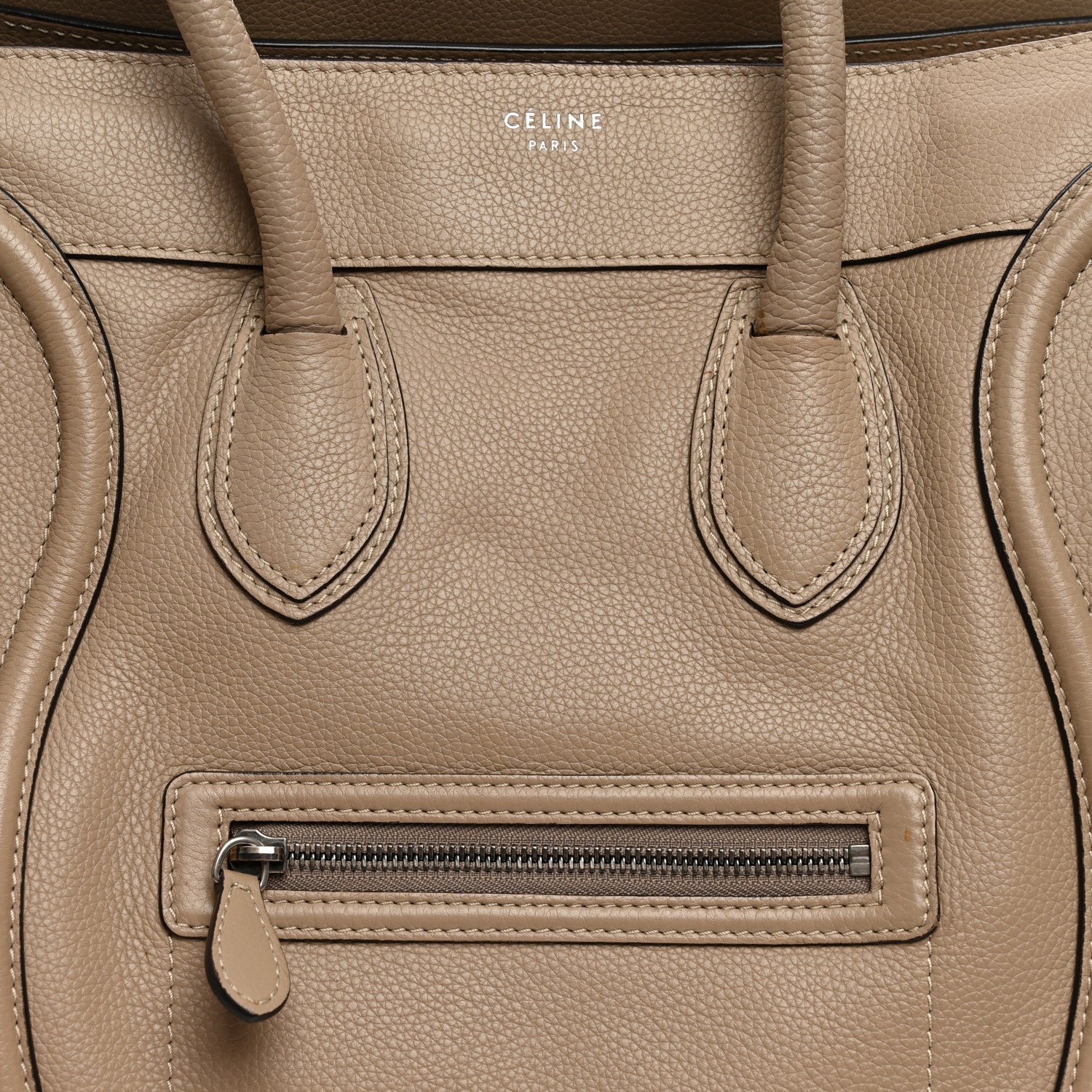 Celine Drummed Calfskin Mini Luggage Dune 7 of 14