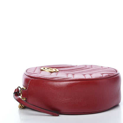 Gucci Glazed Calfskin Matelasse Heart Mini GG Marmont Round Shoulder Bag Romantic Cerise 3 of 9