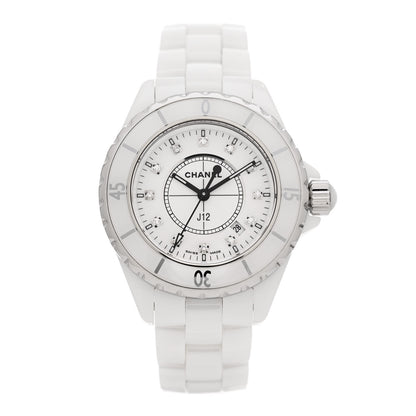 Chanel Stainless Steel Ceramic Diamond 33mm J12 Quartz Watch White 1 of 4