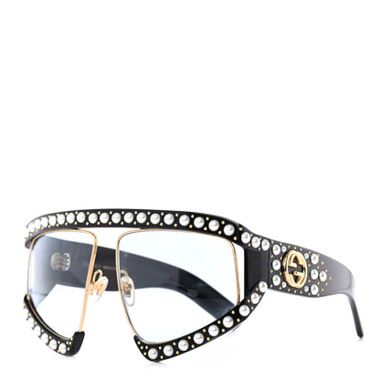 Gucci Acetate Pearl Rectangular Frame Sunglasses GG0234S Black 1 of 7