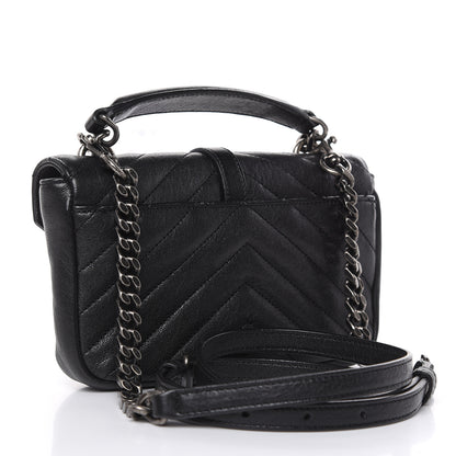 Saint Laurent Sheepskin Matelasse Chevron Monogram College Chain Wallet Black 3 of 10
