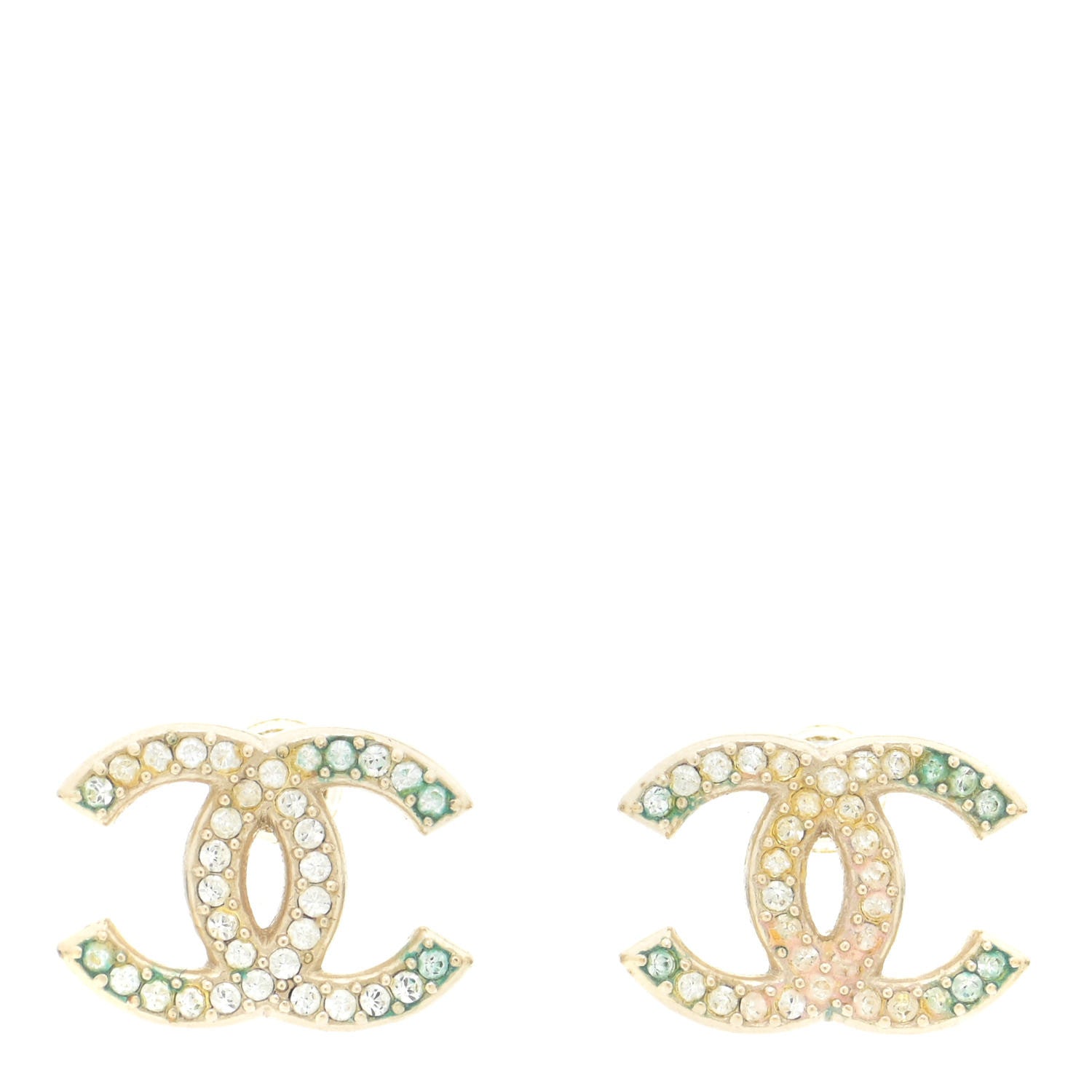 Chanel Crystal CC Earrings Gold 1 of 6