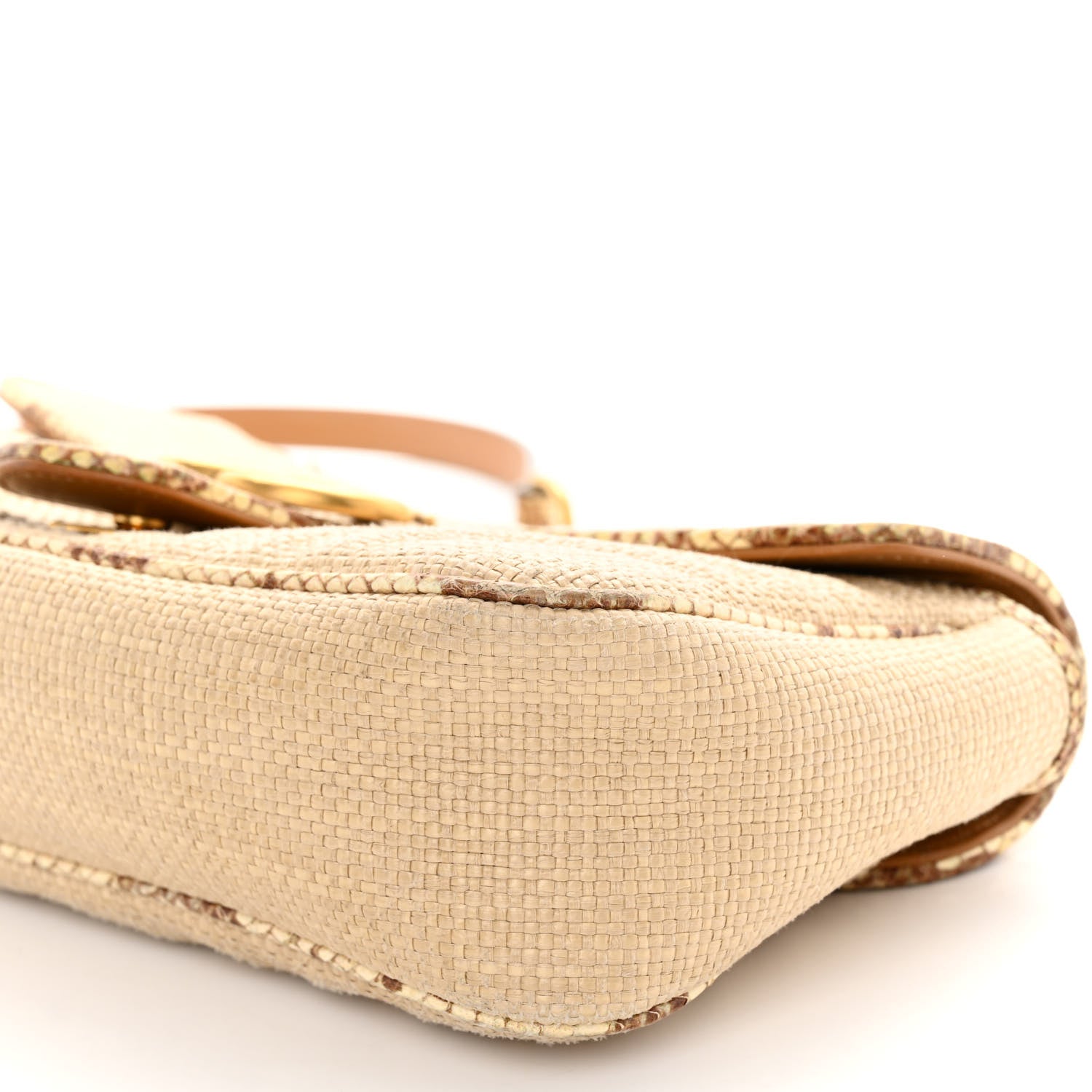 Gucci Raffia Elaphe Matelasse Small GG Marmont Shoulder Bag Natural Cream Brown 10 of 12