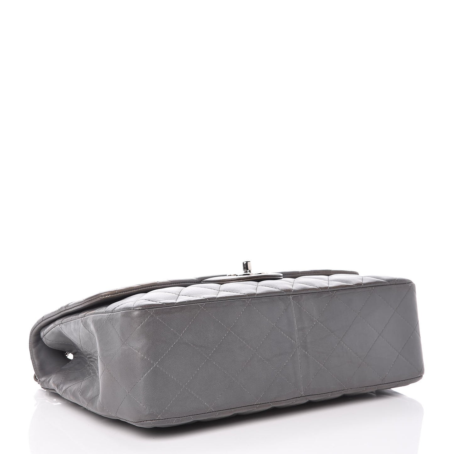 Lambskin Quilted Jumbo Single Flap Grey