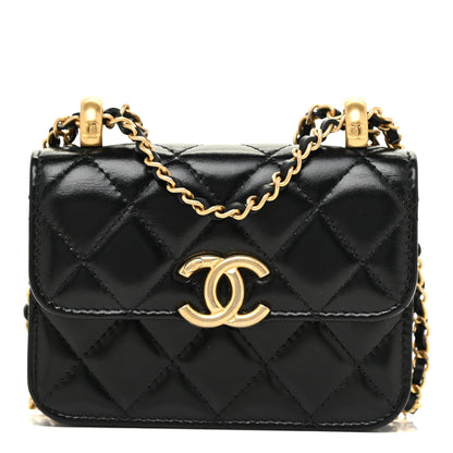 Chanel Calfskin Quilted Perfect Fit Coin Purse With Chain Black 1 of 12