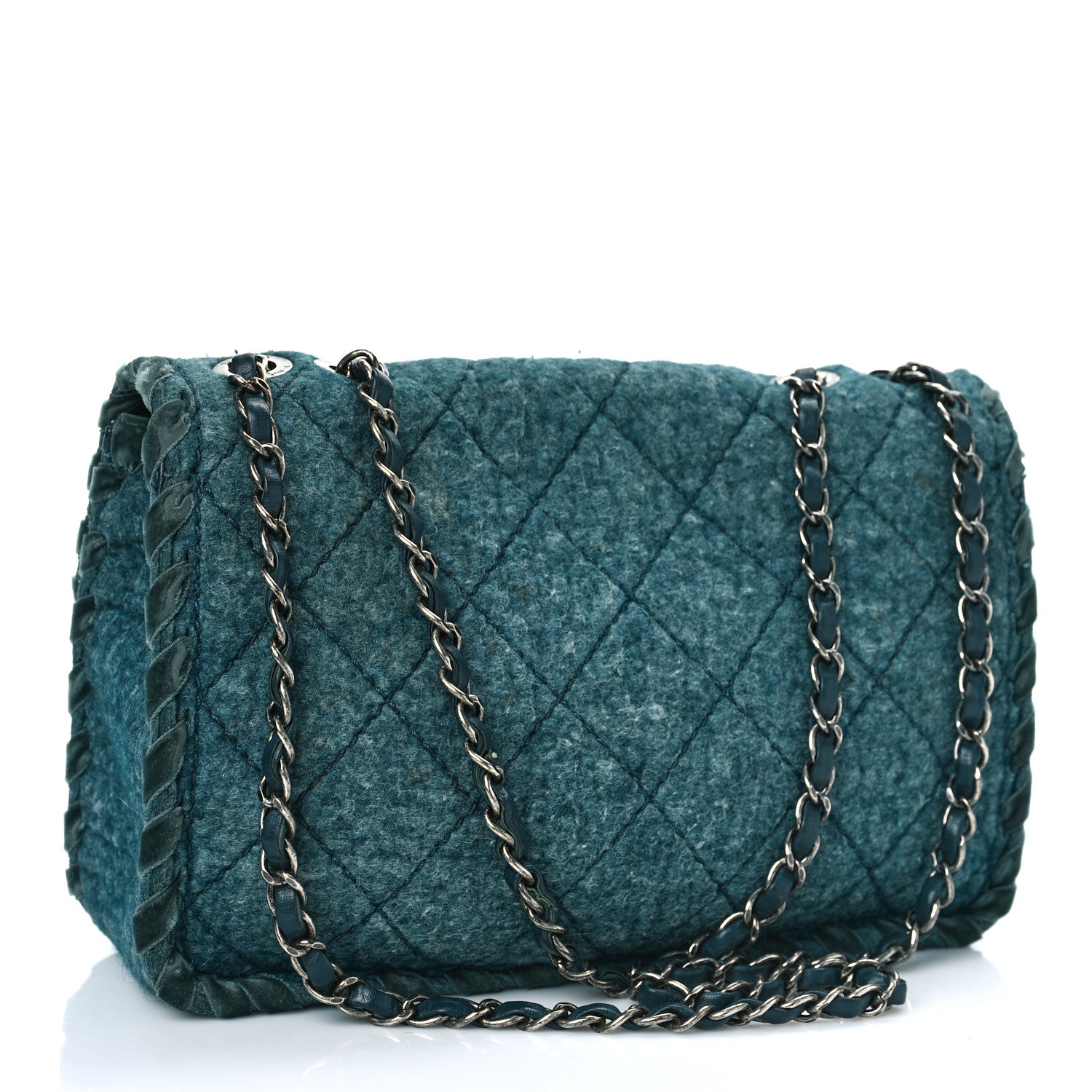 Chanel Fancy Felt Flap Teal 3 of 10