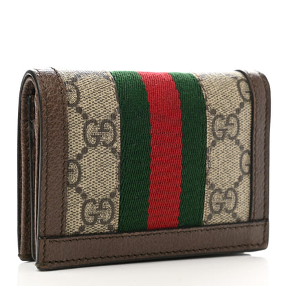 Gucci GG Supreme Monogram Web Ophidia Card Case Beige New Acero 3 of 9