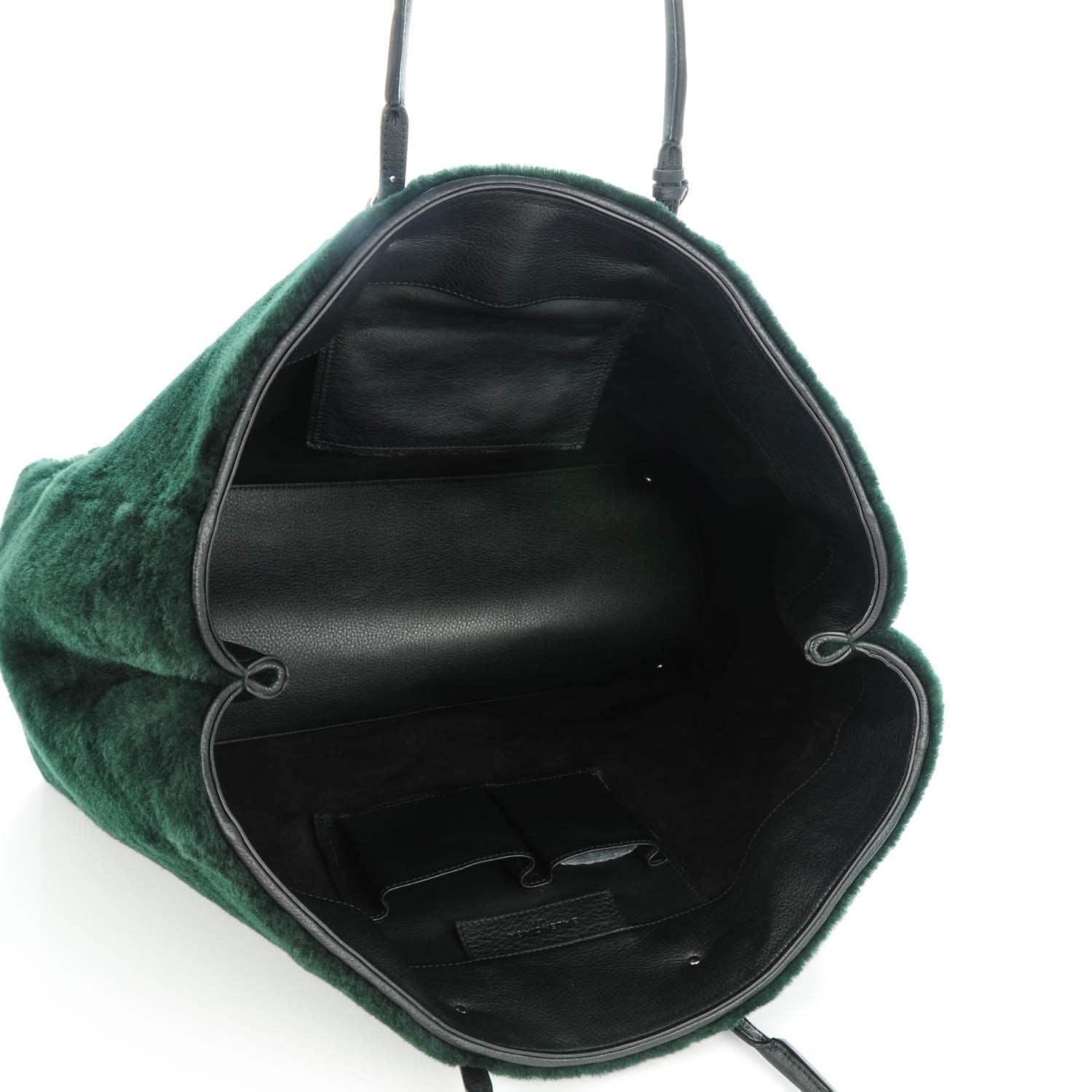 Balenciaga Shearling Silver Metallic Edge Hardware Papier A4 Tote Vert Sapin 5 of 7