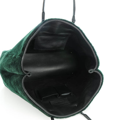 Balenciaga Shearling Silver Metallic Edge Hardware Papier A4 Tote Vert Sapin 5 of 7
