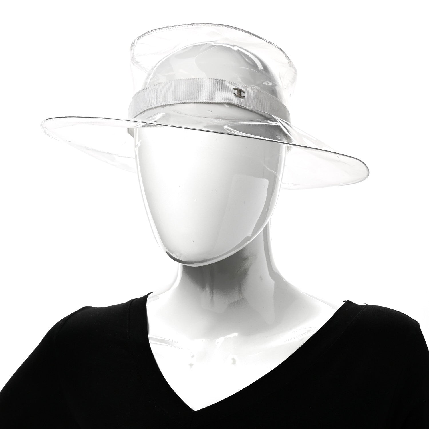 Chanel PVC Vinyl CC Cloche Hat S Transparent White 2 of 8