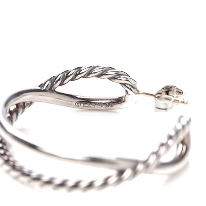 David Yurman Sterling Silver Crossover Cable Hoop Earrings 3 of 4