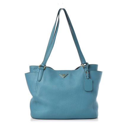 Prada Vitello Daino Side Pocket Shoulder Bag Marine 1 of 19